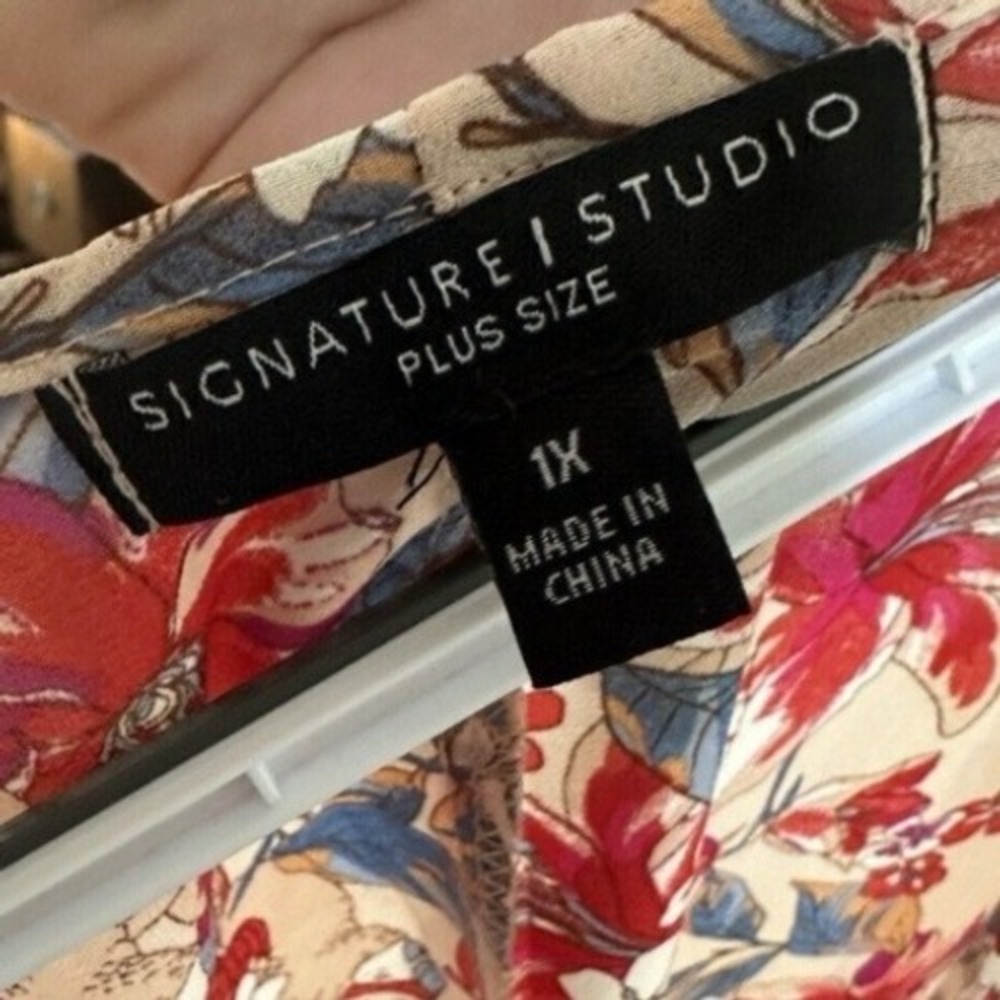 Floral Kimono Women 1X Plus Open Front Topper Pockets Boho Signature Studio - Picture 4 of 12